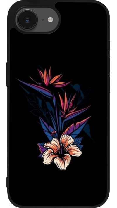 iPhone 16e Case Hülle - Silikon schwarz Dark Flowers