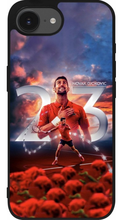 iPhone 16e Case Hülle - Silikon schwarz Djokovic 23 Grand Slam