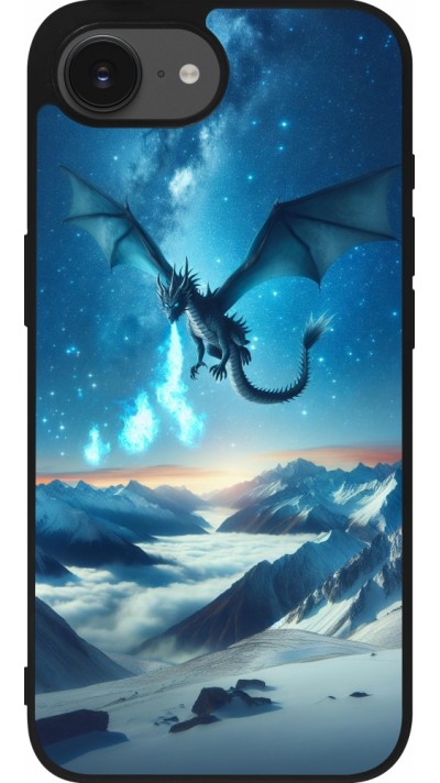 iPhone 16e Case Hülle - Silikon schwarz Drache nächtliche Berg