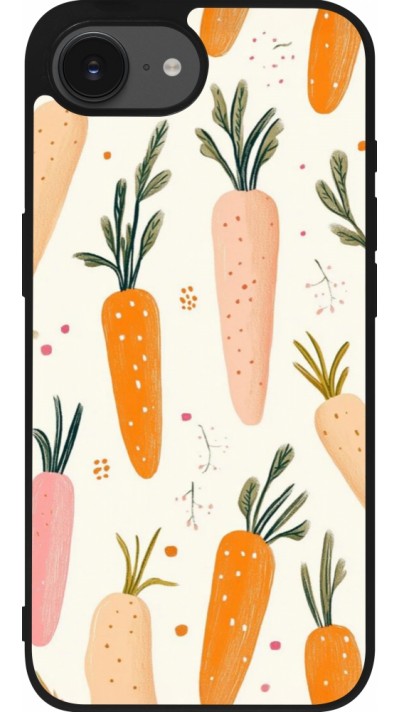 Coque iPhone 17e / 16e - Silicone rigide noir Easter 2026 Illustration carrots