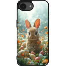 iPhone 17e / 16e Case Hülle - Silikon schwarz Easter 2026 Rabbit in the garden