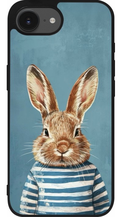 Coque iPhone 17e / 16e - Silicone rigide noir Easter 2026 Rabbit navy