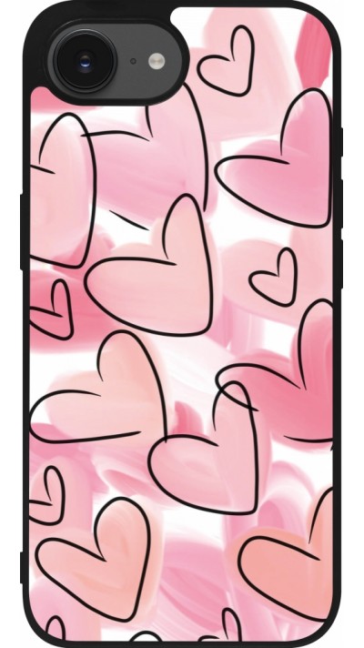 iPhone 16e Case Hülle - Silikon schwarz Easter 2023 pink hearts