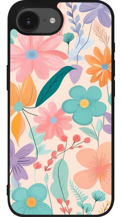 iPhone 16e Case Hülle - Silikon schwarz Easter 2024 spring flowers