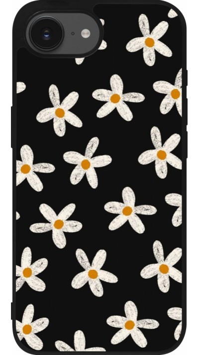 iPhone 16e Case Hülle - Silikon schwarz Easter 2024 white on black flower