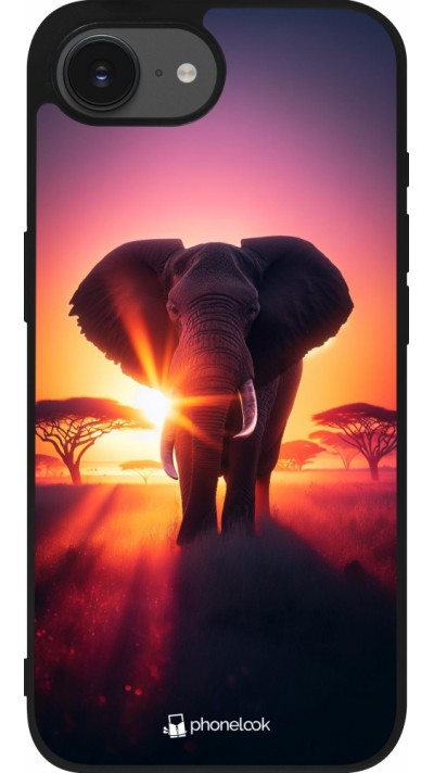 iPhone 16e Case Hülle - Silikon schwarz Elefant Sonnenaufgang Schönheit
