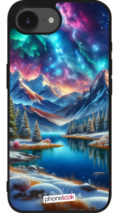 iPhone 16e Case Hülle - Silikon schwarz Fantasiebergsee Himmel Sterne