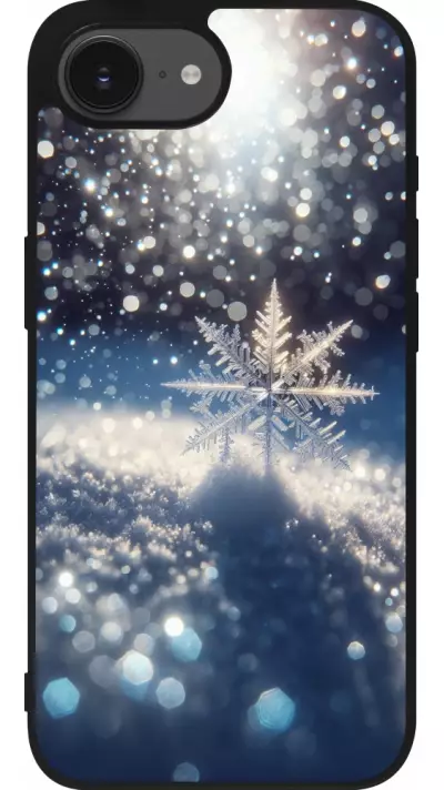 iPhone 16e Case Hülle - Silikon schwarz Schneeflocke Solar Glanz