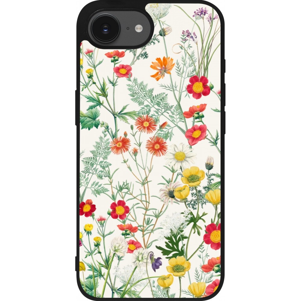 iPhone 16e Case Hülle - Silikon schwarz Flora Botanical Wildlife