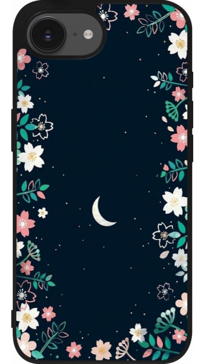 iPhone 16e Case Hülle - Silikon schwarz Flowers space