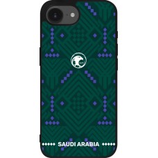 Coque iPhone 17e / 16e - Silicone rigide noir Maillot de football Arabie saoudite 2026 personnalisable