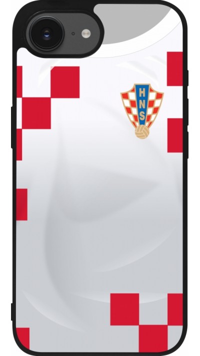 iPhone 16e Case Hülle - Silikon schwarz Kroatien 2022 personalisierbares Fussballtrikot