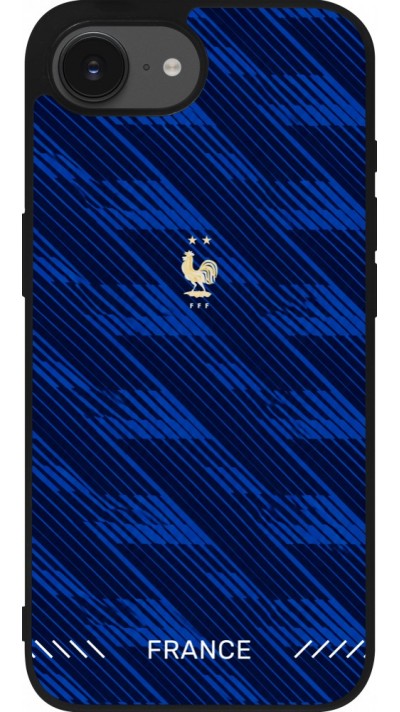 Coque iPhone 17e / 16e - Silicone rigide noir Maillot de football France 2026 personnalisable