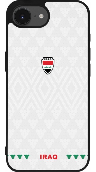 Coque iPhone 17e / 16e - Silicone rigide noir Maillot de football Irak 2026 personnalisable