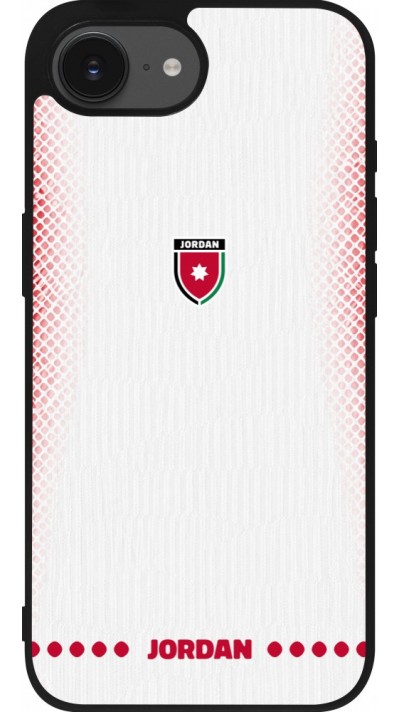 Coque iPhone 17e / 16e - Silicone rigide noir Maillot de football Jordanie 2026 personnalisable
