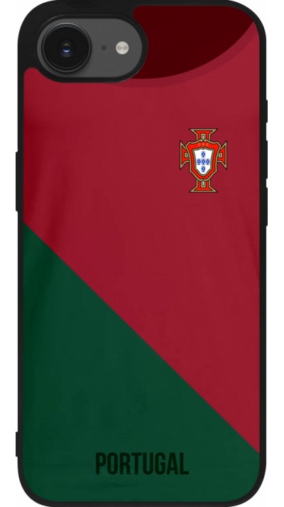 iPhone 16e Case Hülle - Silikon schwarz Fussballtrikot Portugal2022