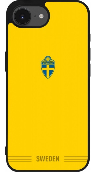 Coque iPhone 17e / 16e - Silicone rigide noir Maillot de football Suède 2026 personnalisable