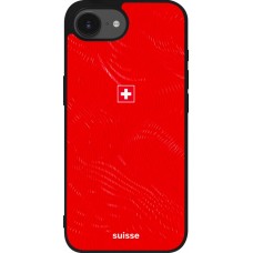 Coque iPhone 17e / 16e - Silicone rigide noir Maillot de football Suisse 2026 personnalisable