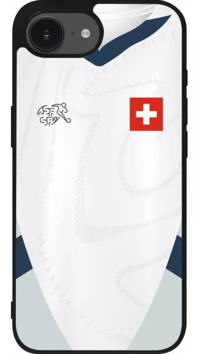 iPhone 16e Case Hülle - Silikon schwarz Schweiz Away personalisierbares Fussballtrikot