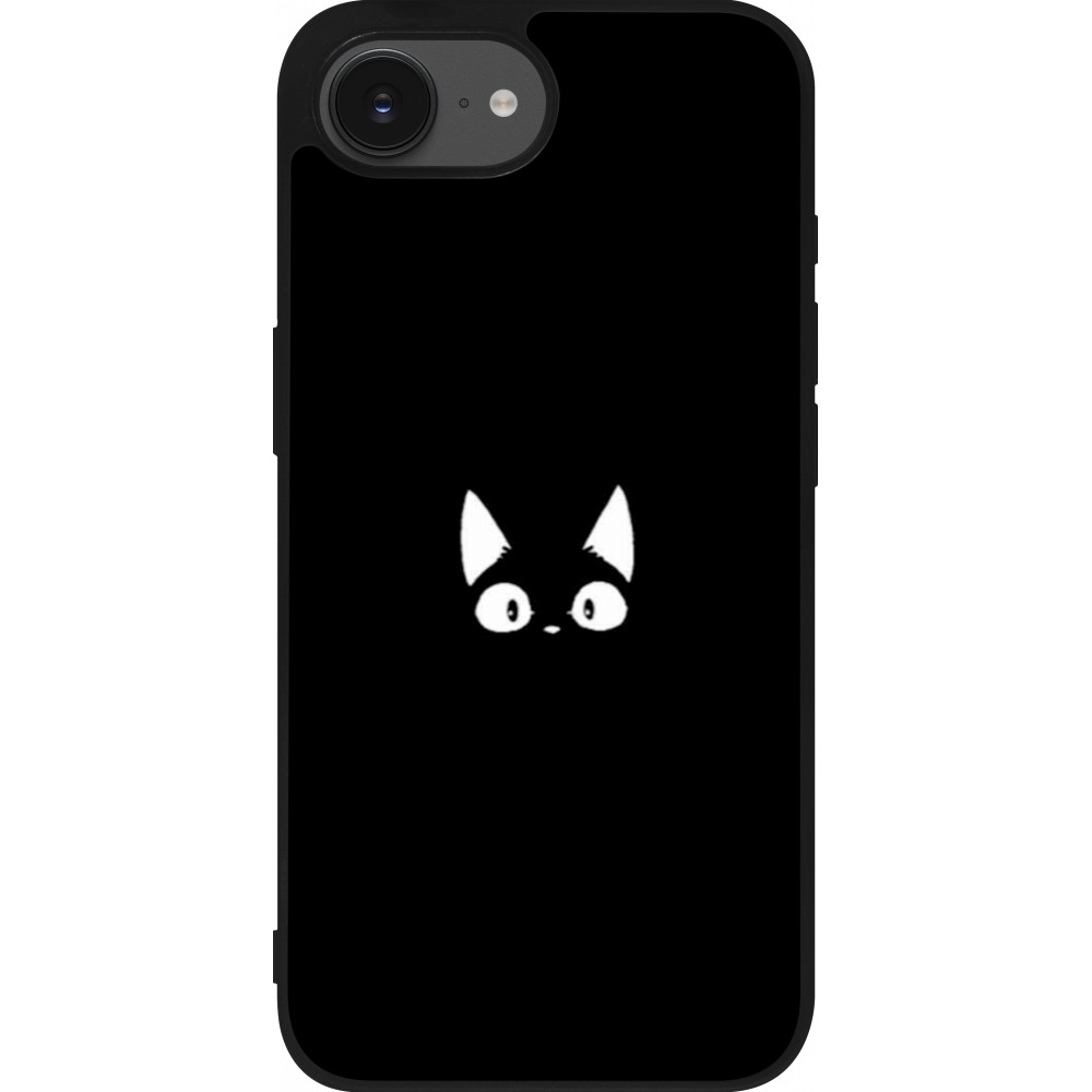 iPhone 16e Case Hülle - Silikon schwarz Funny cat on black