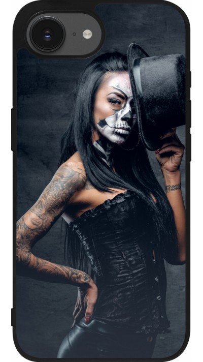 iPhone 16e Case Hülle - Silikon schwarz Halloween 22 Tattooed Girl