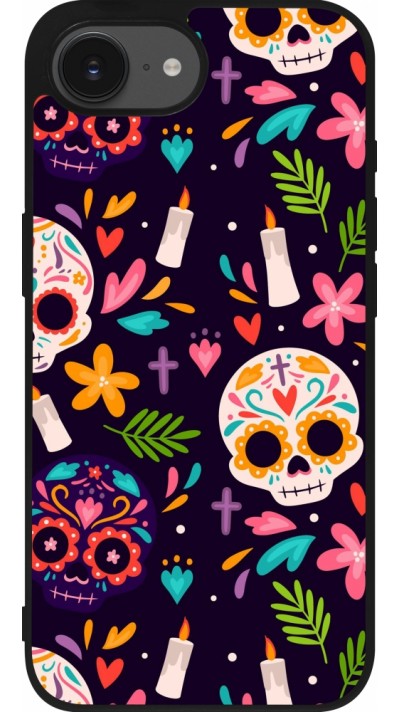 iPhone 16e Case Hülle - Silikon schwarz Halloween 2023 mexican style
