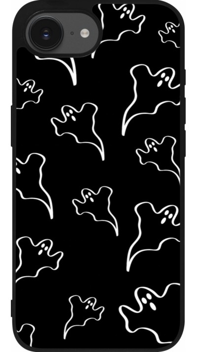 iPhone 16e Case Hülle - Silikon schwarz Halloween 2024 black and white ghosts