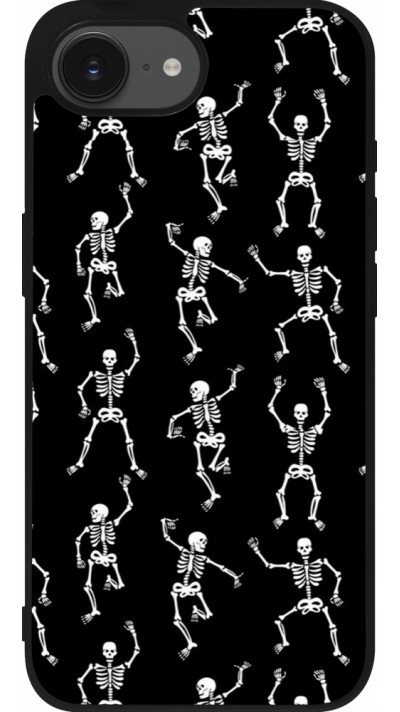 iPhone 16e Case Hülle - Silikon schwarz Halloween 2024 dancing skeleton