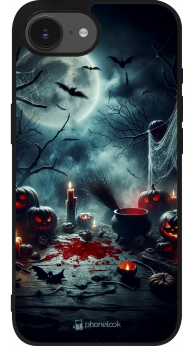 iPhone 16e Case Hülle - Silikon schwarz Halloween 2024 Dunkler Mond