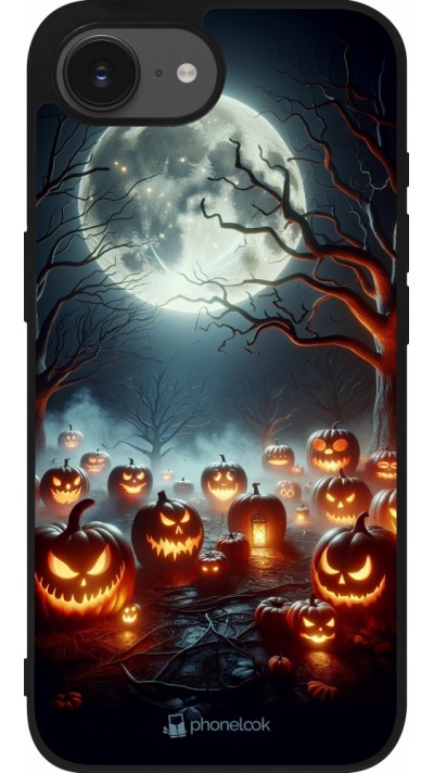 iPhone 16e Case Hülle - Silikon schwarz Halloween 2024 Viele Kuerbisse