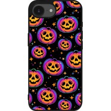 iPhone 16e Case Hülle - Silikon schwarz Halloween 2024 rainbow pumpkins