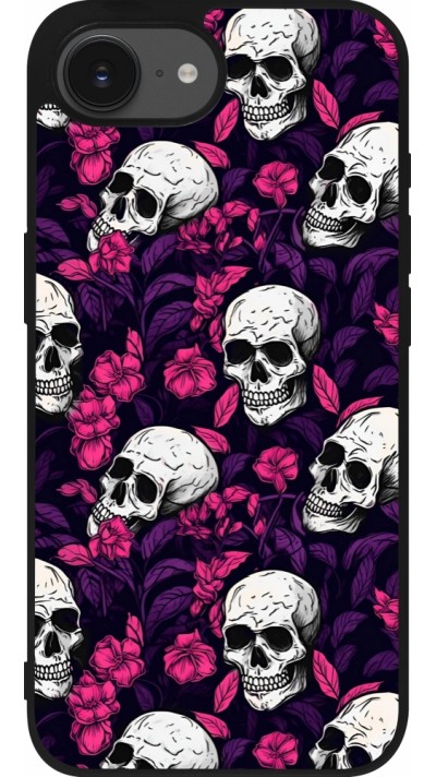 iPhone 16e Case Hülle - Silikon schwarz Halloween 2024 romantic skulls