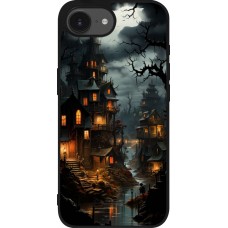 iPhone 16e Case Hülle - Silikon schwarz Halloween 2024 scary town