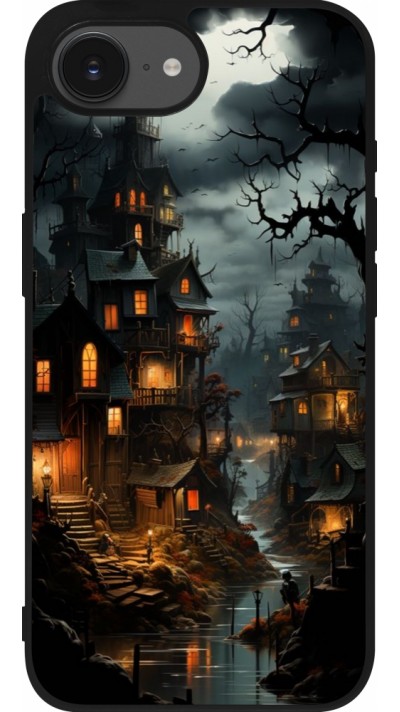 iPhone 16e Case Hülle - Silikon schwarz Halloween 2024 scary town