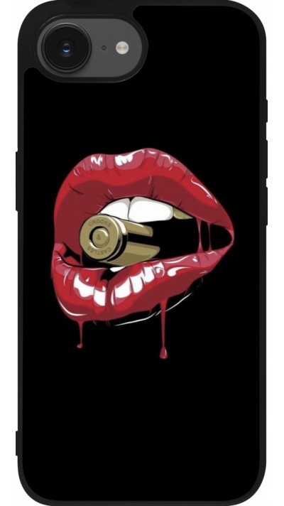 iPhone 16e Case Hülle - Silikon schwarz Lips bullet