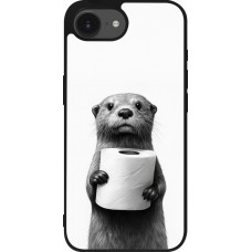 iPhone 16e Case Hülle - Silikon schwarz Otter Toilettenpapier