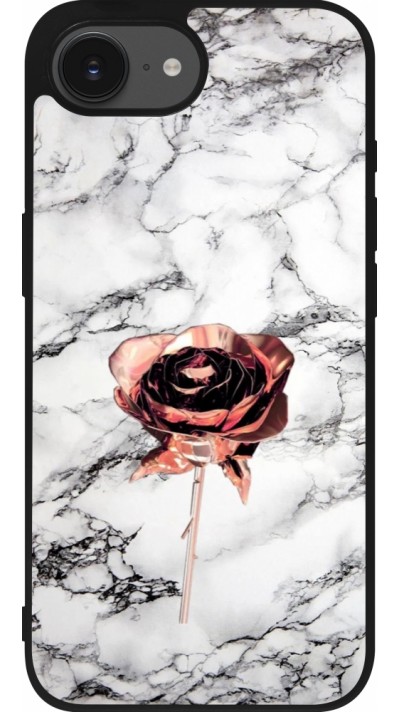 iPhone 16e Case Hülle - Silikon schwarz Marble Rose Gold