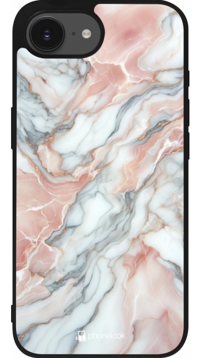 iPhone 16e Case Hülle - Silikon schwarz Rosa Leuchtender Marmor