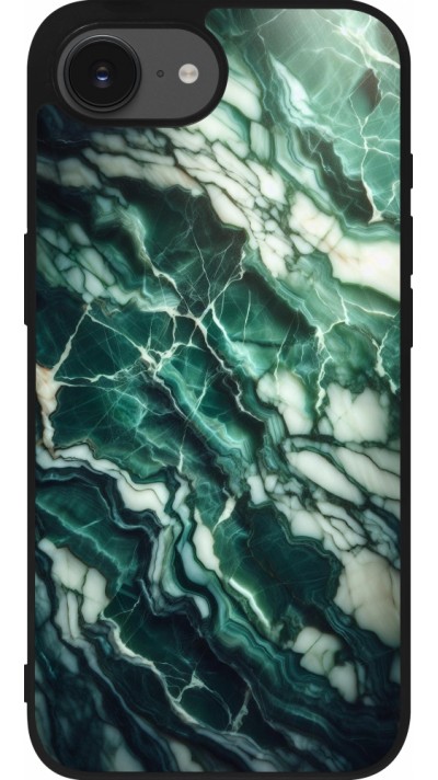 iPhone 16e Case Hülle - Silikon schwarz Majestätischer grüner Marmor