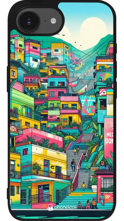 iPhone 16e Case Hülle - Silikon schwarz Medellin Comuna 13 Kunst