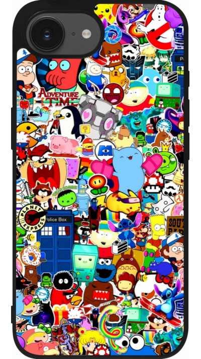 iPhone 16e Case Hülle - Silikon schwarz Mixed cartoons