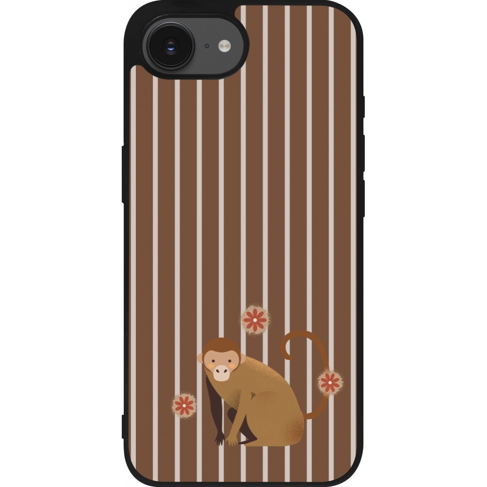 iPhone 16e Case Hülle - Silikon schwarz Monkey with stripes