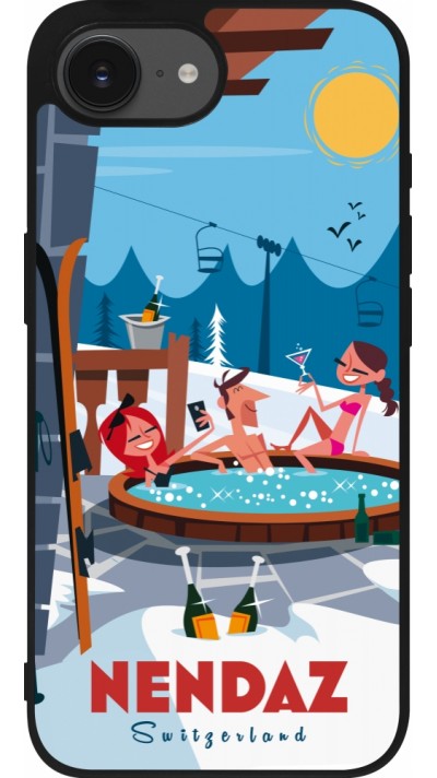 iPhone 16e Case Hülle - Silikon schwarz Nendaz Mountain Jacuzzi