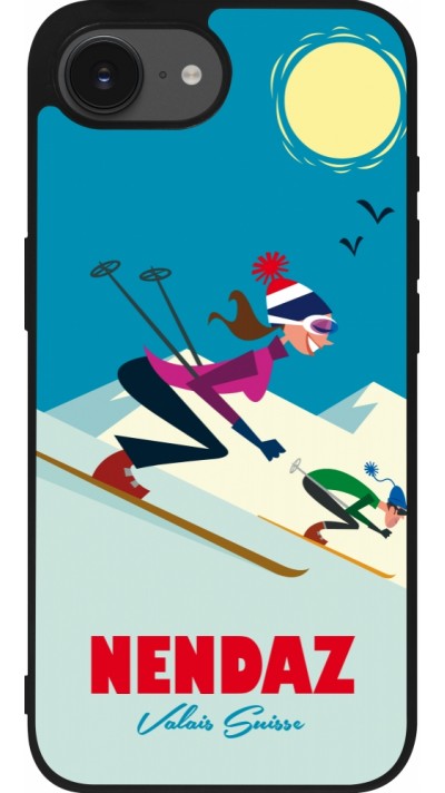 iPhone 16e Case Hülle - Silikon schwarz Nendaz Ski Downhill