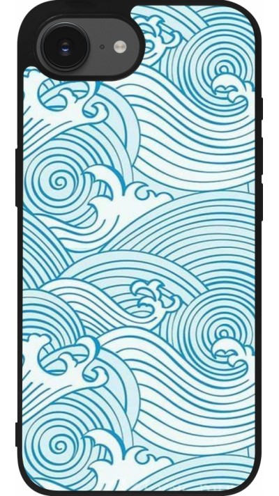 iPhone 16e Case Hülle - Silikon schwarz Ocean Waves