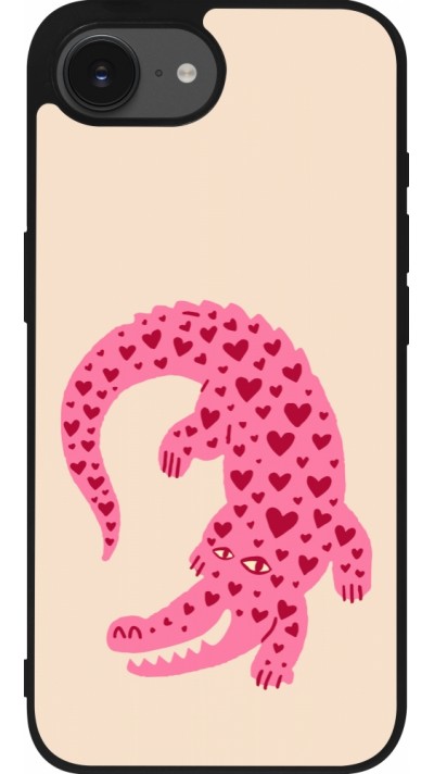 iPhone 16e Case Hülle - Silikon schwarz Pink crocodile 2026