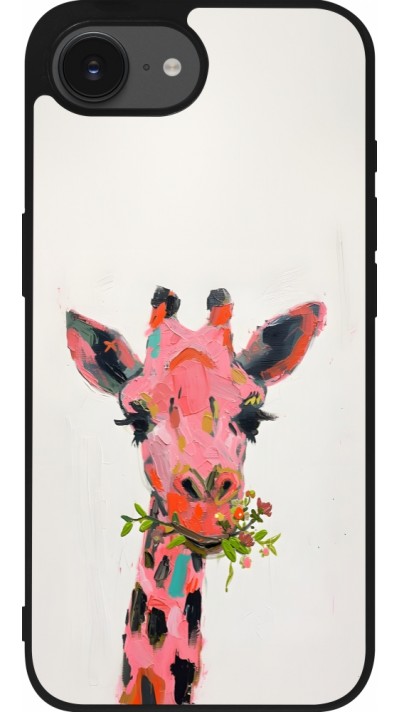 iPhone 16e Case Hülle - Silikon schwarz Pink Girafe Paint