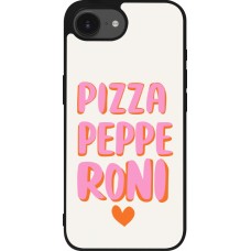 Coque iPhone 17e / 16e - Silicone rigide noir Pizza pepperoni 2026