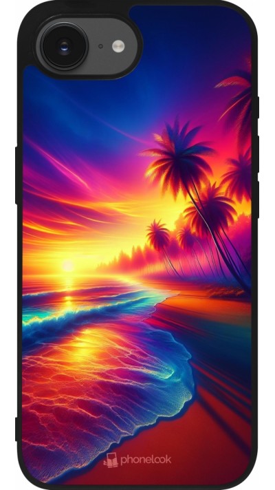 iPhone 16e Case Hülle - Silikon schwarz Strand Sonnenuntergang auffällig