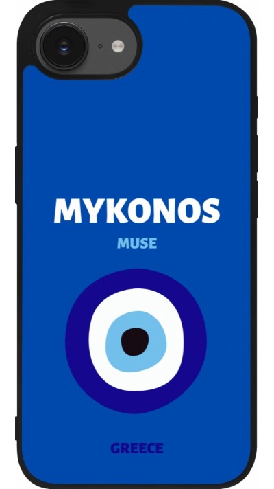 iPhone 16e Case Hülle - Silikon schwarz Pop Summer Destination Mykonos